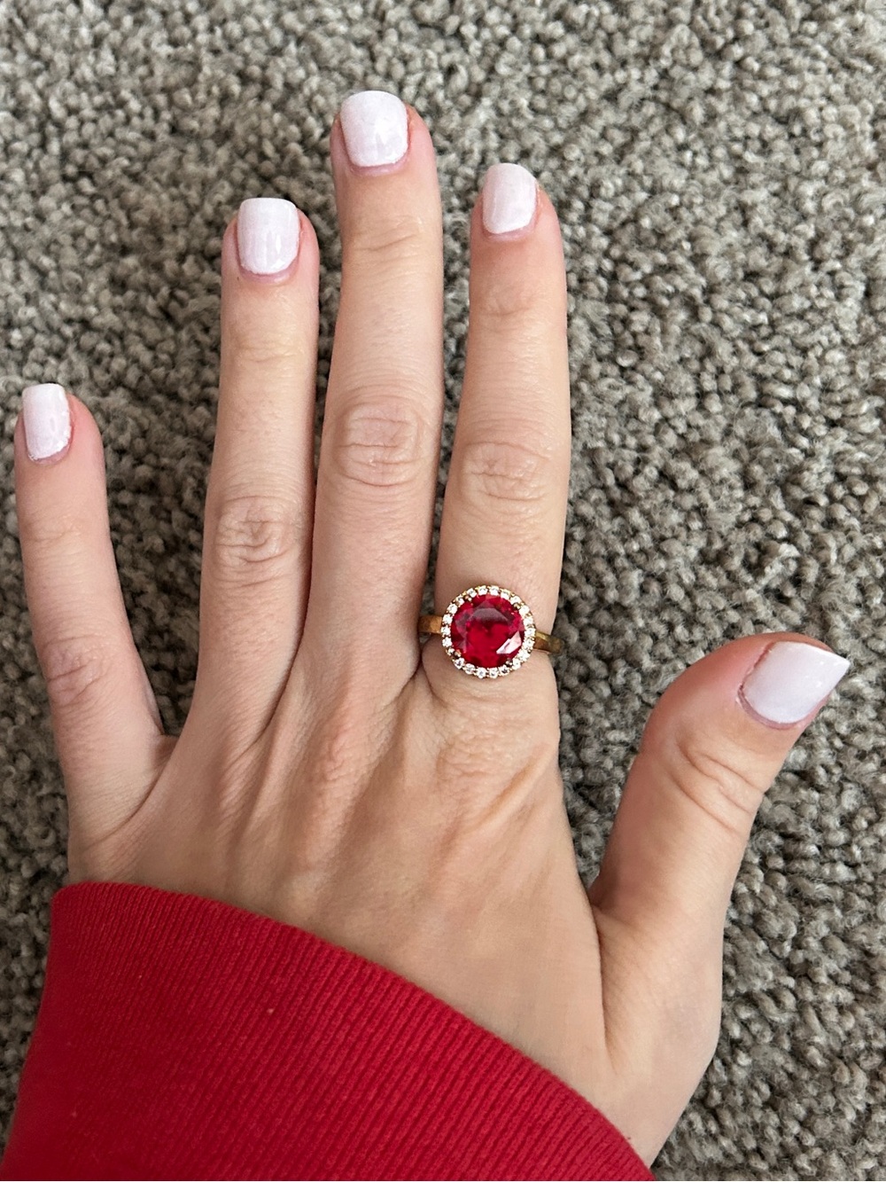 NWOT lab created Ruby cubic zirconia ring